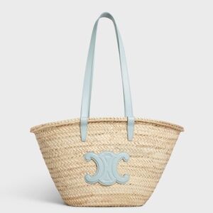 Celine Medium Classic Panier In Palm Leaves and Calfskin